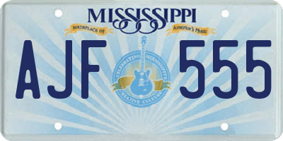 MS license plate AJF555