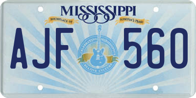 MS license plate AJF560
