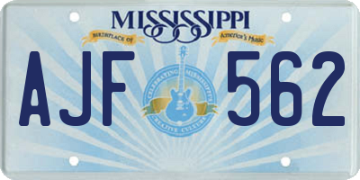 MS license plate AJF562