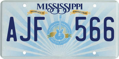 MS license plate AJF566