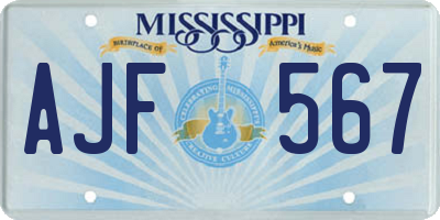 MS license plate AJF567