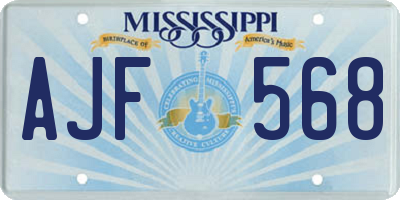 MS license plate AJF568