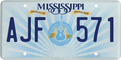 MS license plate AJF571