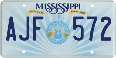 MS license plate AJF572