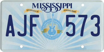 MS license plate AJF573