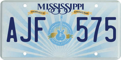 MS license plate AJF575