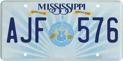 MS license plate AJF576