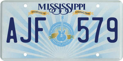 MS license plate AJF579