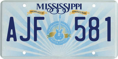 MS license plate AJF581