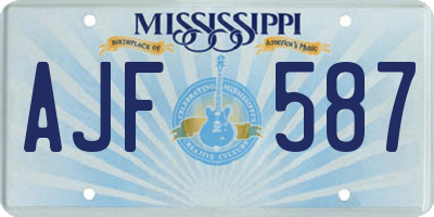 MS license plate AJF587