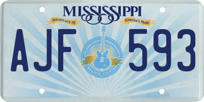 MS license plate AJF593