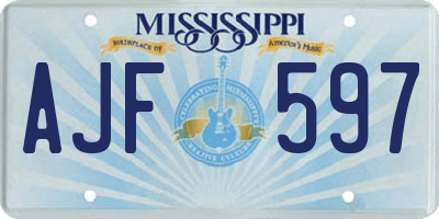 MS license plate AJF597