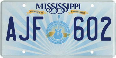 MS license plate AJF602