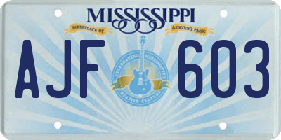 MS license plate AJF603