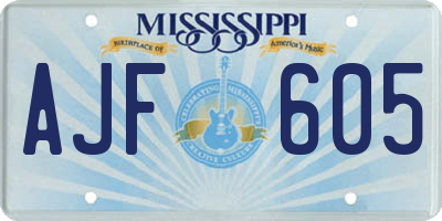 MS license plate AJF605
