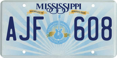 MS license plate AJF608