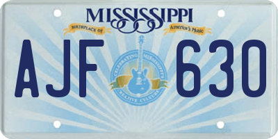 MS license plate AJF630