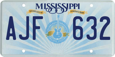 MS license plate AJF632