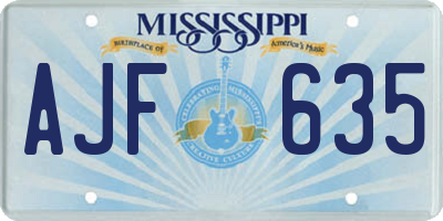 MS license plate AJF635