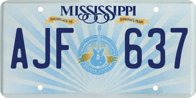 MS license plate AJF637