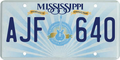 MS license plate AJF640