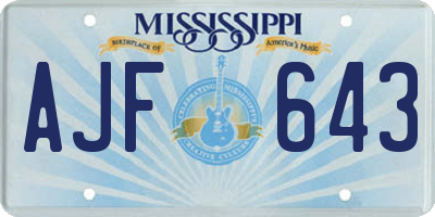 MS license plate AJF643