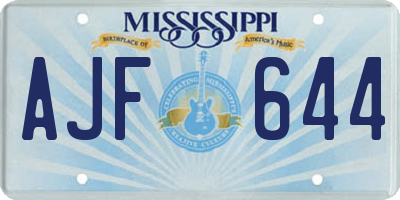MS license plate AJF644