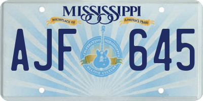 MS license plate AJF645