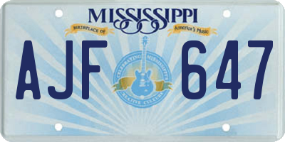 MS license plate AJF647