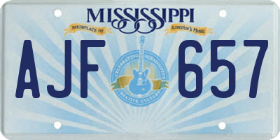 MS license plate AJF657