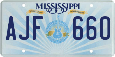 MS license plate AJF660