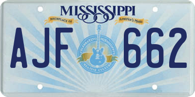 MS license plate AJF662