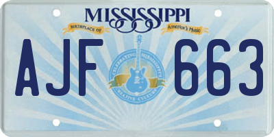 MS license plate AJF663