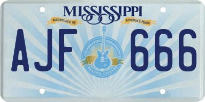 MS license plate AJF666