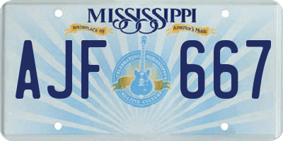 MS license plate AJF667