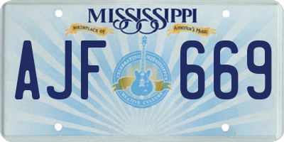 MS license plate AJF669