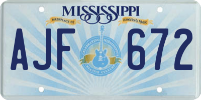 MS license plate AJF672