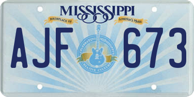 MS license plate AJF673