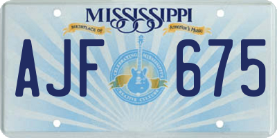 MS license plate AJF675