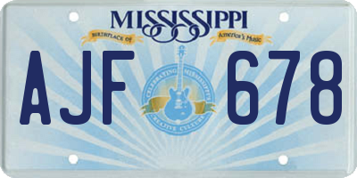 MS license plate AJF678