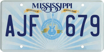 MS license plate AJF679
