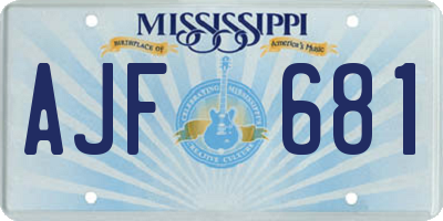 MS license plate AJF681