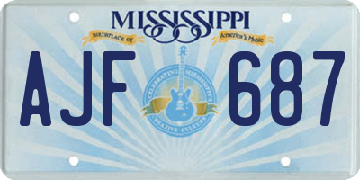 MS license plate AJF687