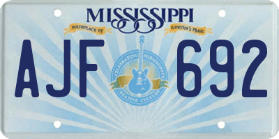 MS license plate AJF692