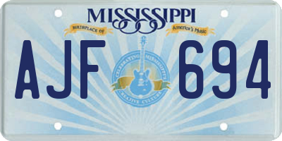 MS license plate AJF694