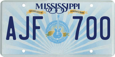 MS license plate AJF700