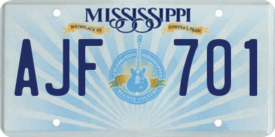 MS license plate AJF701