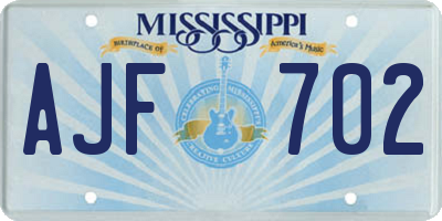 MS license plate AJF702
