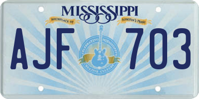 MS license plate AJF703