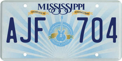 MS license plate AJF704